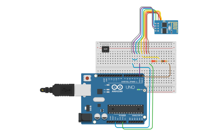 Circuit design Connect WiFi8266 01 to Arduino | Tinkercad