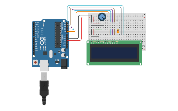 Circuit design Arduino com LCD - Tinkercad