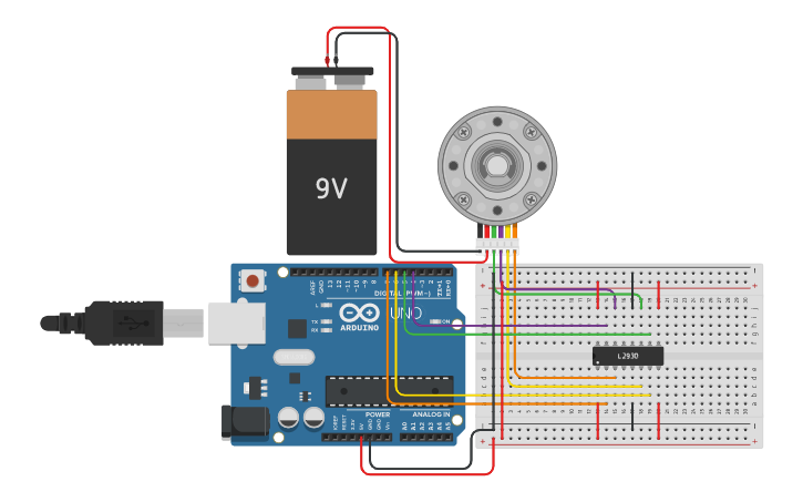 Circuit design Stepper Motor - Tinkercad