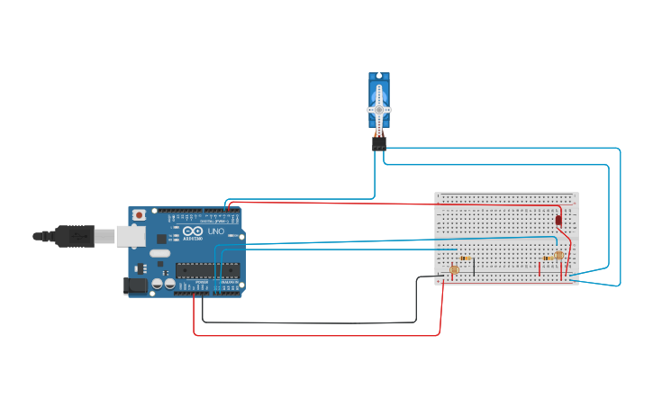 Circuit design automatic servo door - Tinkercad
