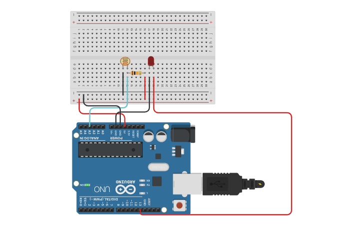 Circuit design LED Controlling with LDR - Tinkercad