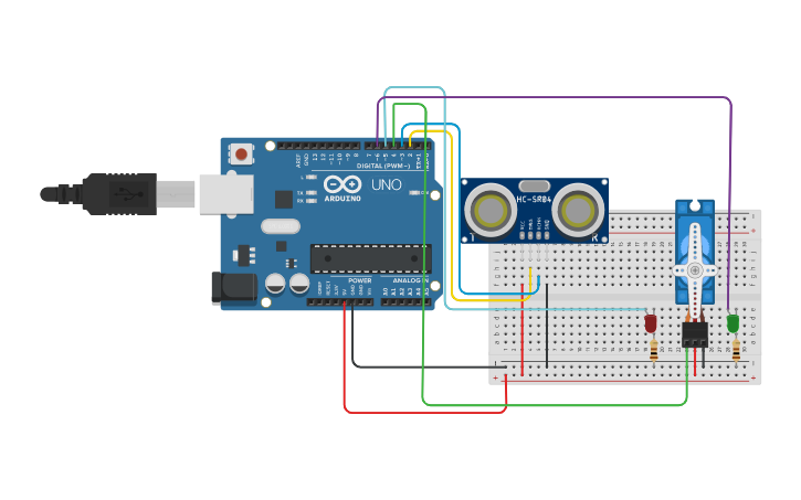 Circuit design Sensor y actuador - Tinkercad