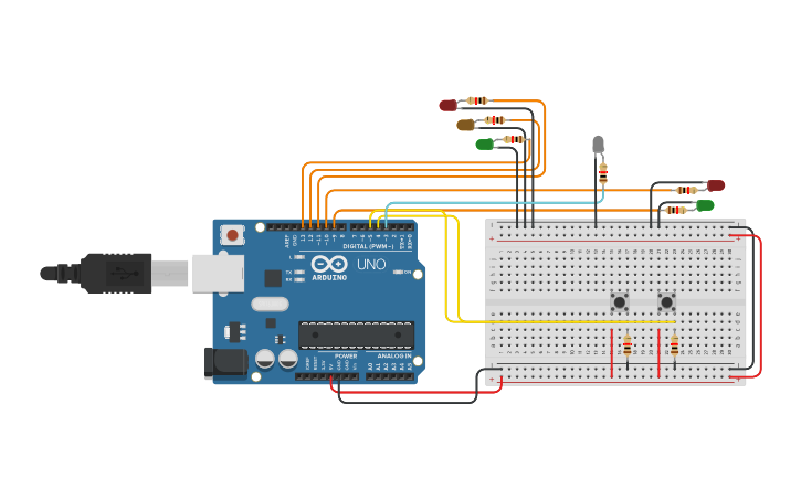 Circuit design TRAFFIC LIGHTS - Tinkercad