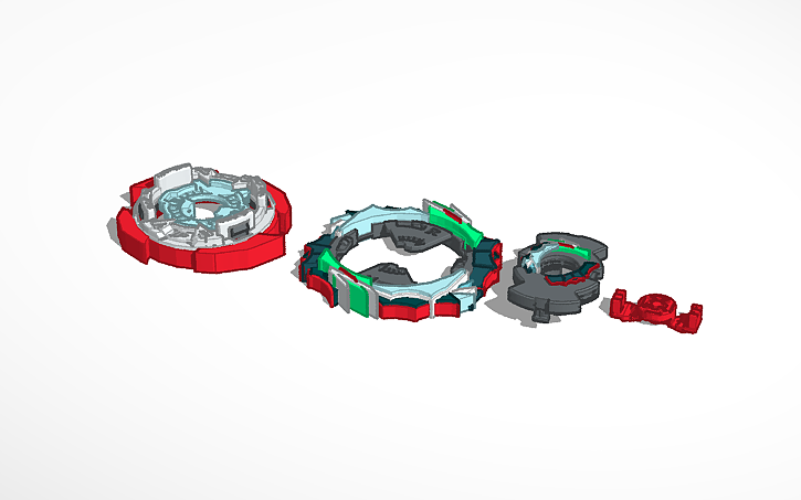 3D design Beyblade Burst Sparking Loyal Baracuda layer + Chassis R Spin ...