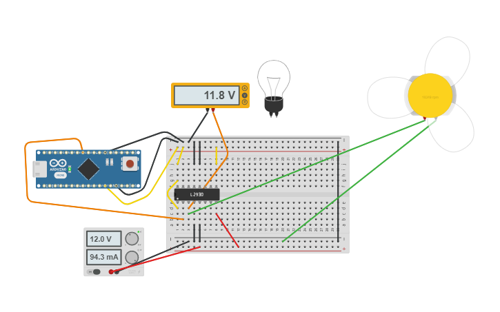 Circuit design arduino controls 2 motors using l293d - Tinkercad