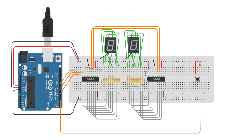 Circuit design 2-DIGIT 7SEGMENT - Tinkercad