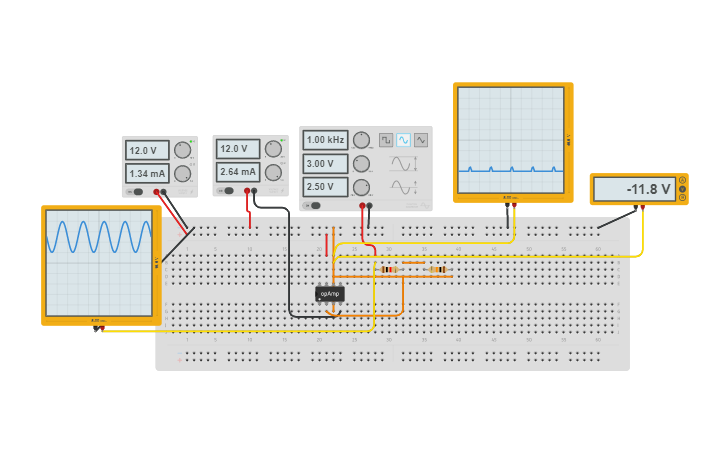 Circuit design ivverting amp using op-amp - Tinkercad