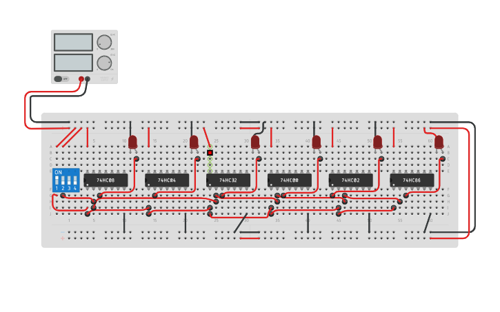 Circuit design AND, NOT, OR, NAND, NOR, XOR - Tinkercad