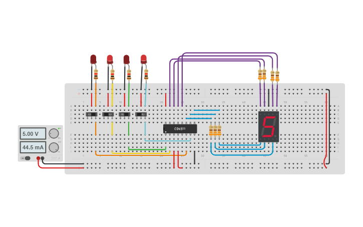 Circuit design BCD Decoder - Tinkercad