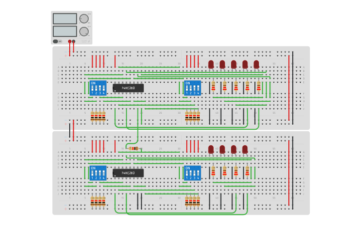 8 Bit Parallel Connection Example Circuit design 8-Bit Parallel Adder - Tinkercad