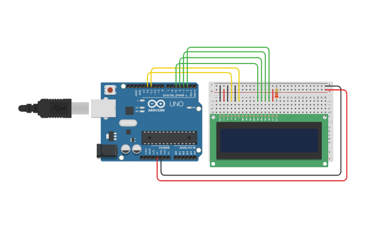 Circuit design Rangkaian LCD Running Text - Tinkercad