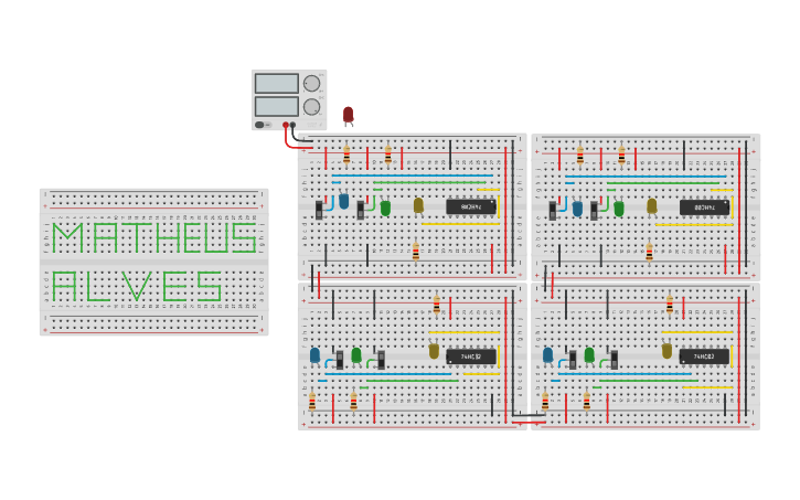 Circuit design AND, OR, NAND, NOR (2 ENTRADAS) - Tinkercad