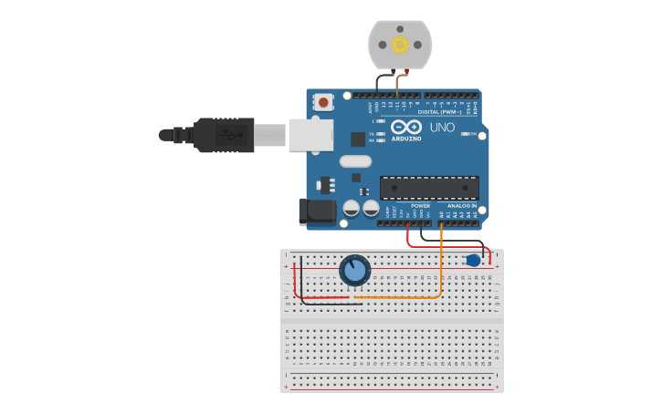 Circuit design DC Potentiometer motor control - Tinkercad