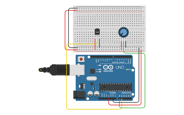 Circuit design Temperatura y Humedad con DHT22 o DHT11 - Tinkercad