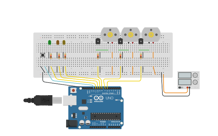 Circuit design Q5- Dishwasher System - Tinkercad