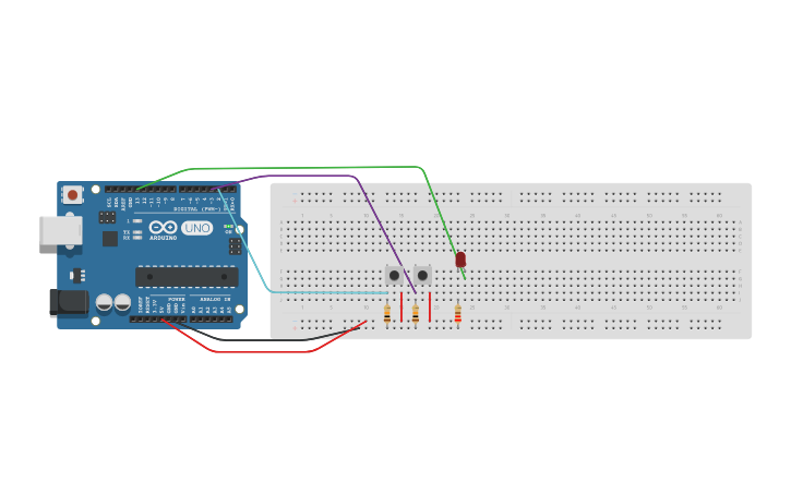 Circuit design circuito 5: botones presionables | Tinkercad