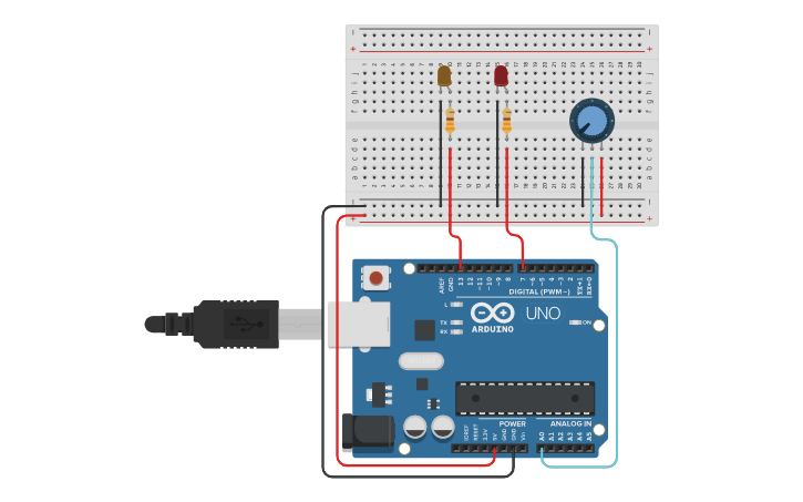 Circuit design Potenciómetro - Tinkercad