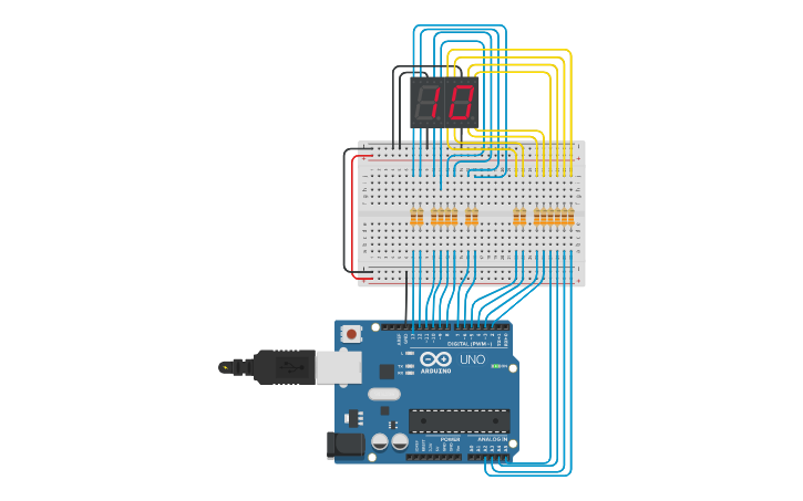 Circuit design 7 Segment Display | Tinkercad