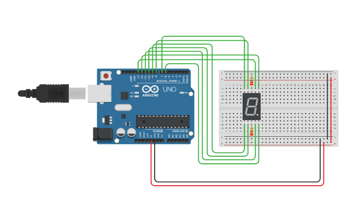 Circuit design S19. Display de 7 Segmentos | Tinkercad