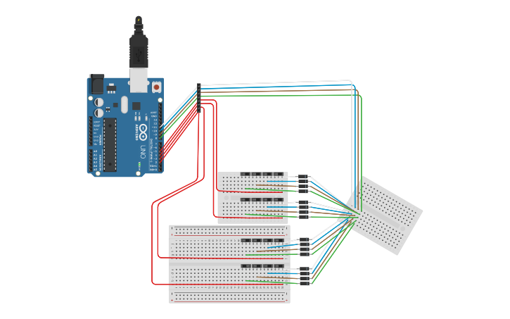 Circuit design Arduino 16 Switch matrix | Tinkercad