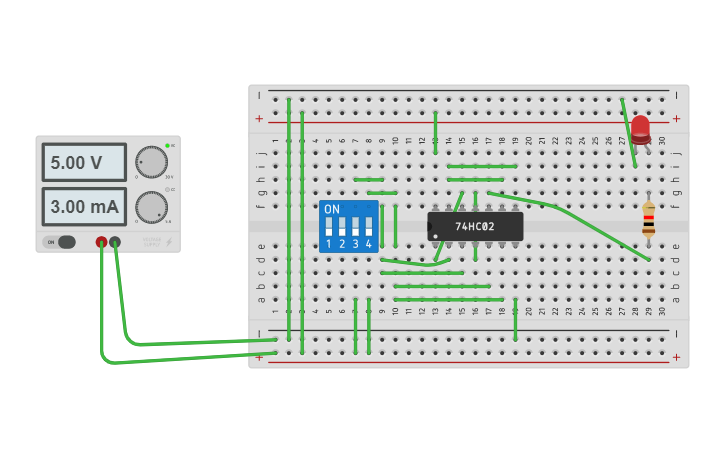 Circuit design NAND GATE USING NOR GATE | Tinkercad