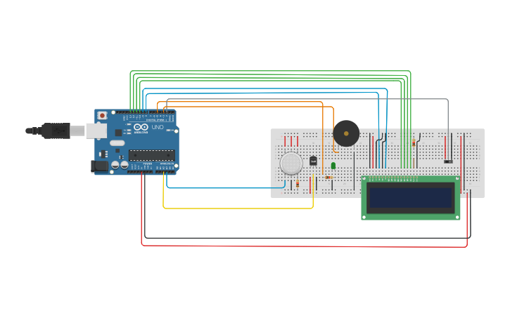Circuit design Fire alarm project | Tinkercad