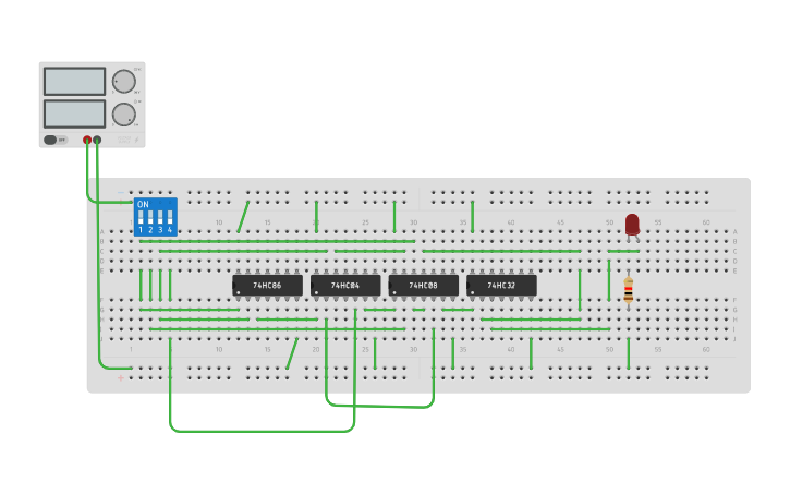 Circuit design 19IT130_TWO BIT COMPARATOR A GREATER THAN B | Tinkercad