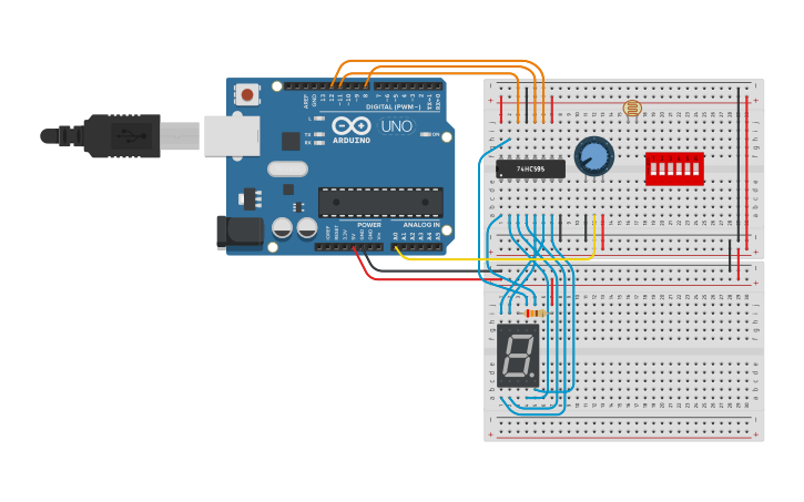 Circuit design 7-Segment Display - Tinkercad