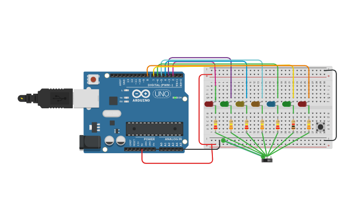 Circuito De 8 Secuencias Tinkercad