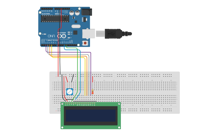 Circuit design Serial input to lcd output | Tinkercad