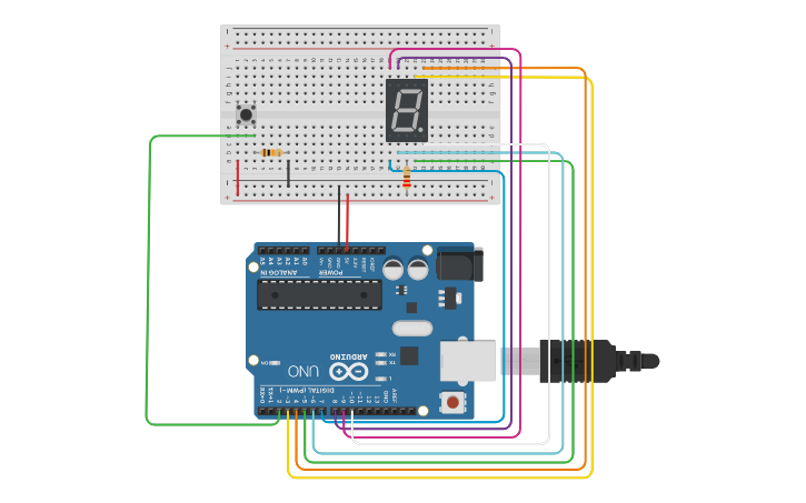 Circuit design Arduino y 7 segmentos | Tinkercad
