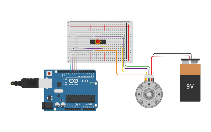 Circuit design motor de passo - Tinkercad