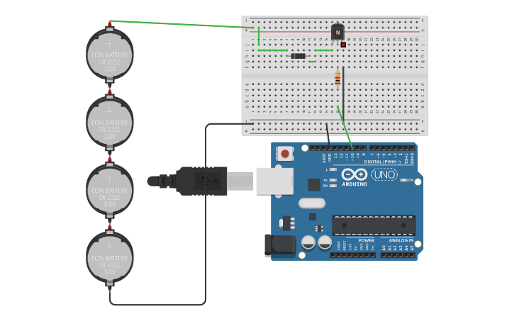 Circuit design NPN transistor (BJT) - Tinkercad