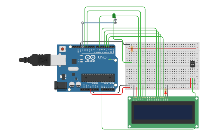 Circuit design Termometro - Tinkercad