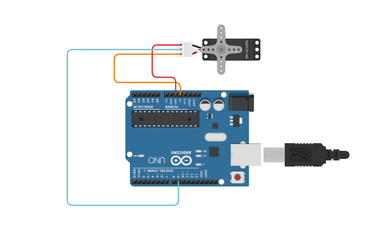 Circuit design conduccion de servomotor - Tinkercad