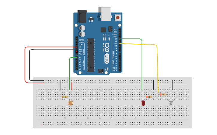Circuit design Light on when dark - Tinkercad