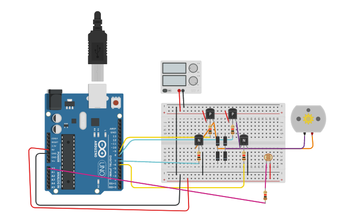 Circuit design ponte h con arduino | Tinkercad