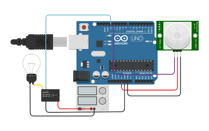 Circuit design relay with arduino - Tinkercad