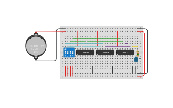 Circuit design Basic logic circuit with AND, OR, and NOT gates - Tinkercad