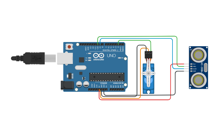 Circuit design servo motor controlado por sensor #4 - Tinkercad