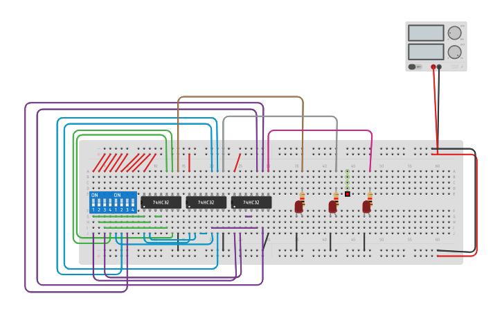 Circuit design 8 Bit To 3 Bit Encoder - Tinkercad