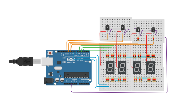 Circuit Design 7 Segment Display Tinkercad 7107