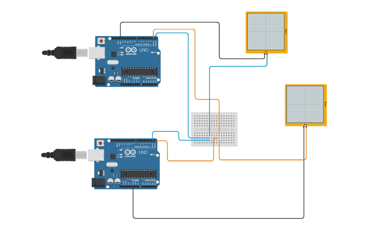 Circuit design Serial Communication with Arduinos - Tinkercad