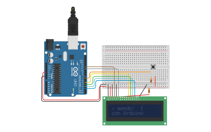 Circuit design LCD e Arduino - Tinkercad