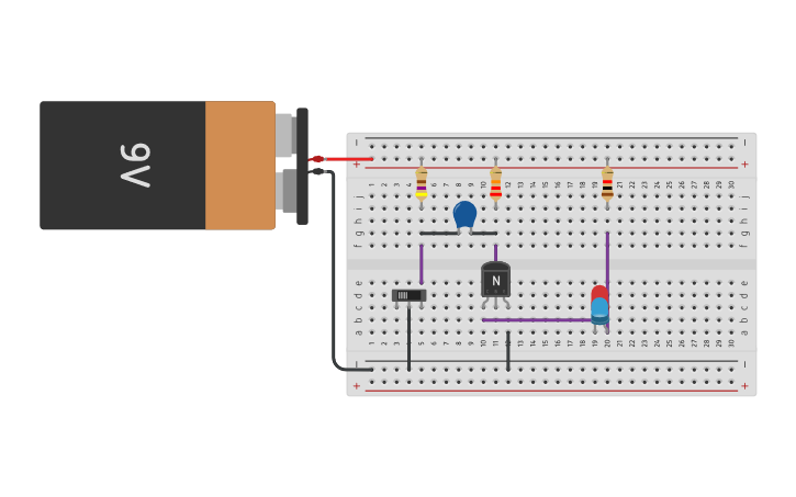 Circuit design Transistor Timer | Tinkercad