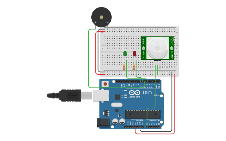 Circuit design Alarma con Arduino | Tinkercad