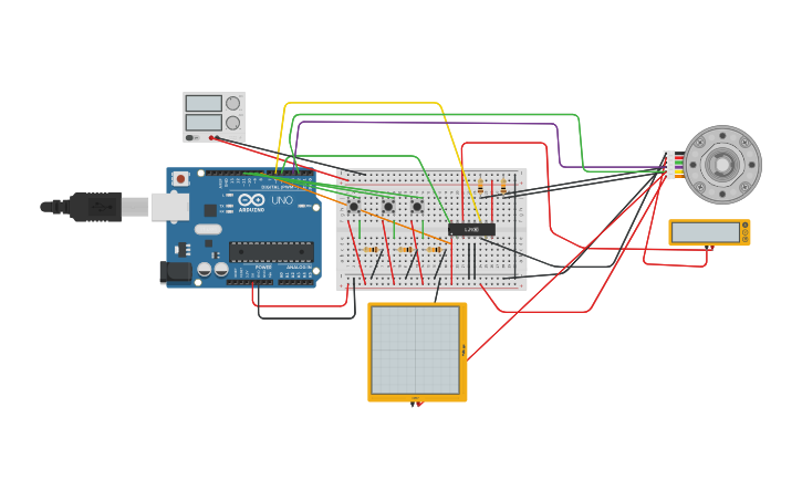 Circuit design motor dc with encoder controller - Tinkercad