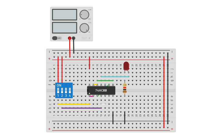 Circuit design Realization of NOR gate using NAND - Tinkercad