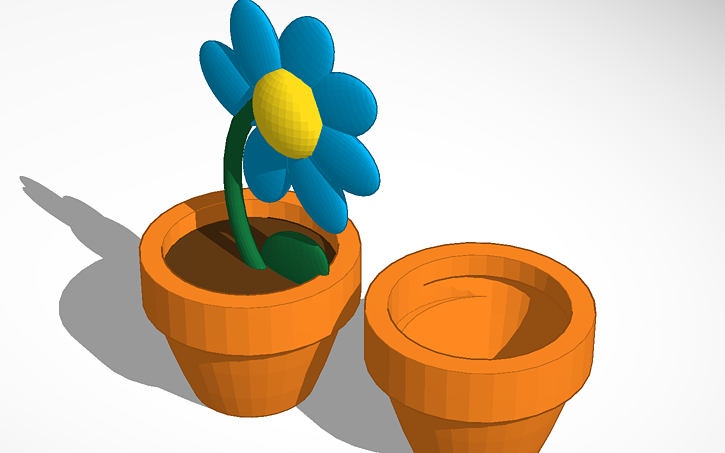 Flower Pot Flower And Empty One Tinkercad