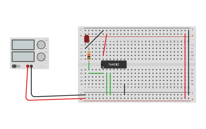 Circuit design NOR gate truth table verification - Tinkercad